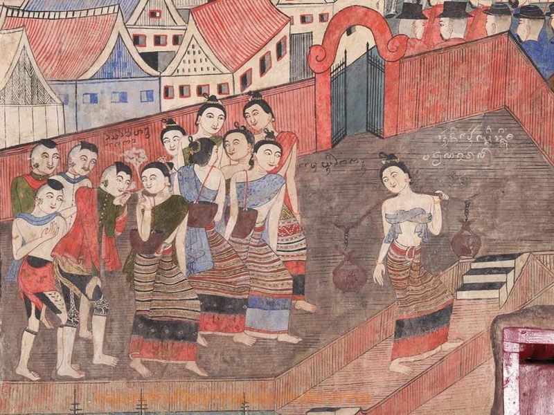 Mural Painting At Wat Phumin Nan Province Thailand 01