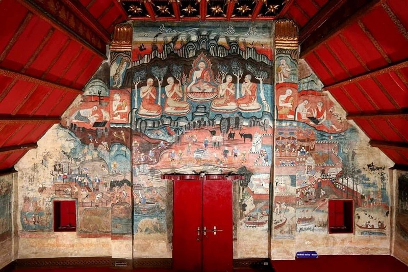 Mural Painting At Wat Phumin Nan Province Thailand 02